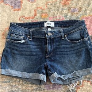 PAIGE Indigo Denim Rolled-Hem Shorts